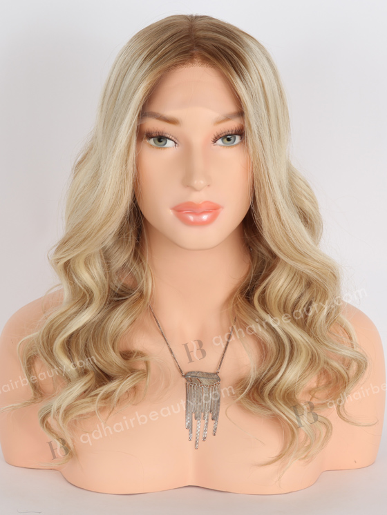 In Stock European Virgin Hair 18" Loose Curls T8/60# with 8# Highlights Color RENE Lace Front Wig RLF-08005